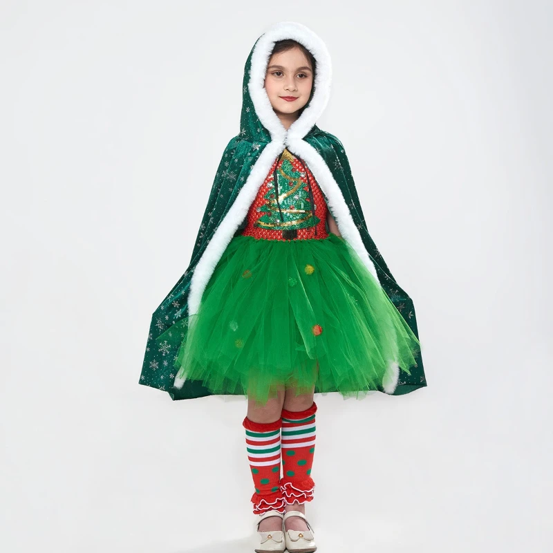 

New Halloween & Christmas Puffy Skirt for Girls Party Costume for Role-Playing Christmas Tree Outfit for Stage Performances