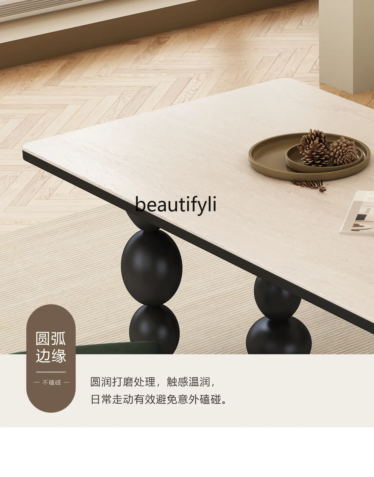 A16 Stone Plate Dining Table Household Small Apartment Rectangular Dining Table Retro Style High-End Thickening 2024 New
