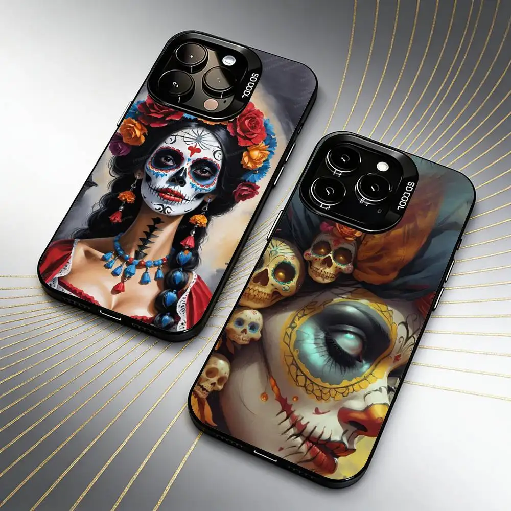 

Day of the Dead Catrina Skull Phone Case For iPhone 16 17 15 14 12 13 Pro Max Black Color Shockproof Cover