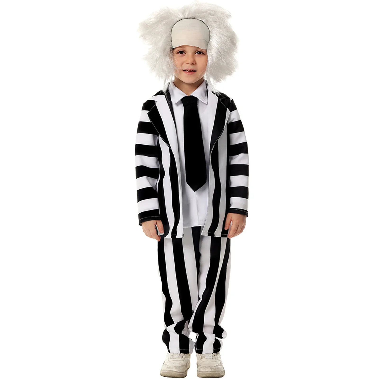 Kinder Michael Cosplay Kostüm Uniform Schwarz und Weiß Gestreifte Jacke Hemd Hosen Erwachsene Kinder Kinder Halloween Party Outfit