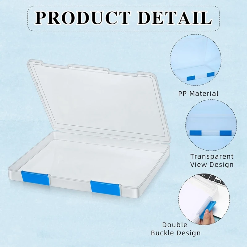 6 Pcs Clear A4 File Box Document Plastic Storage Box Case Board Containers Magazine Protector File Holder With Buckle Durable