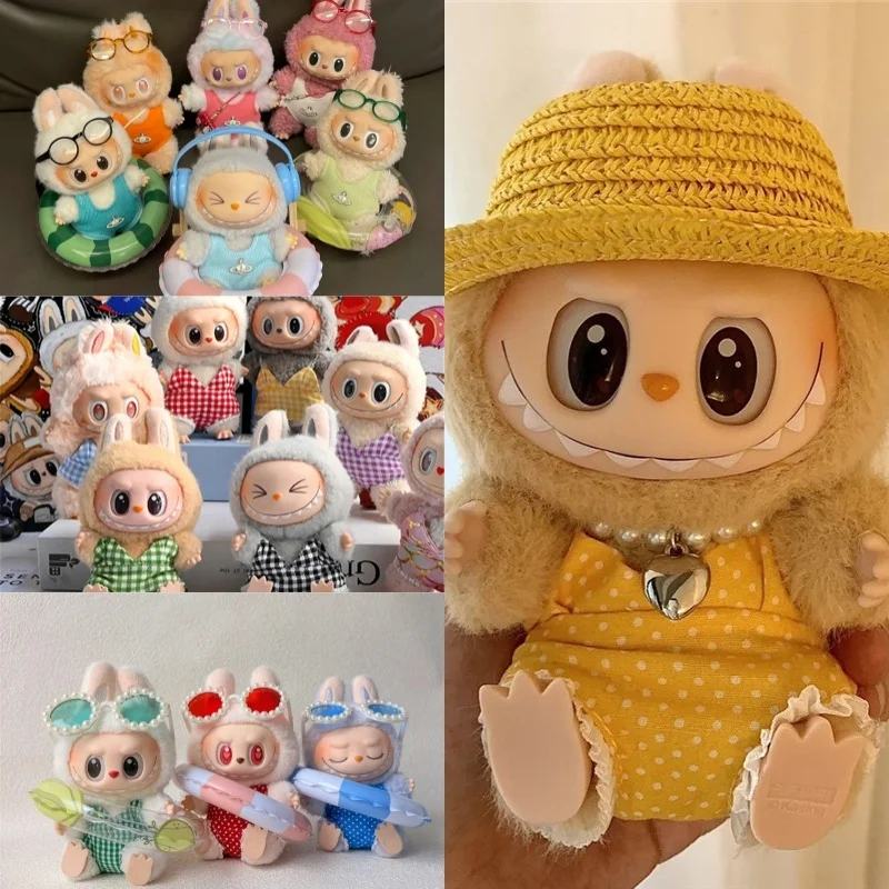 

Для 15 17 см Labubu сладкий купальник модные жемчужные очки кольцо для плавания пляжный отдых стиль DIY комплект плюшевая кукла одежда аксессуары