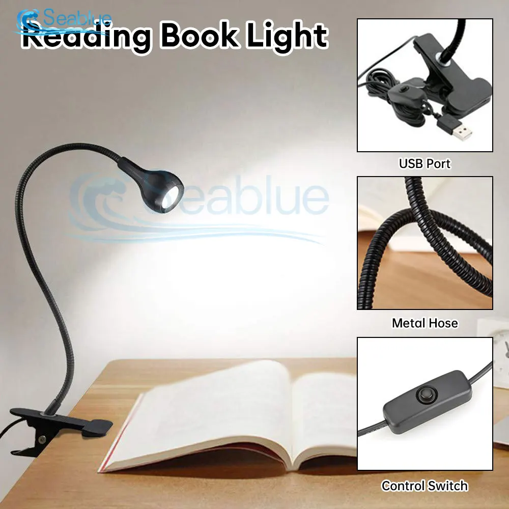 

3-5V 1W LED Desk Computer Lamp USB Powered Eye Protection Table Light 360 Folding Adjustable Clamp Night Light Indoor Lighting