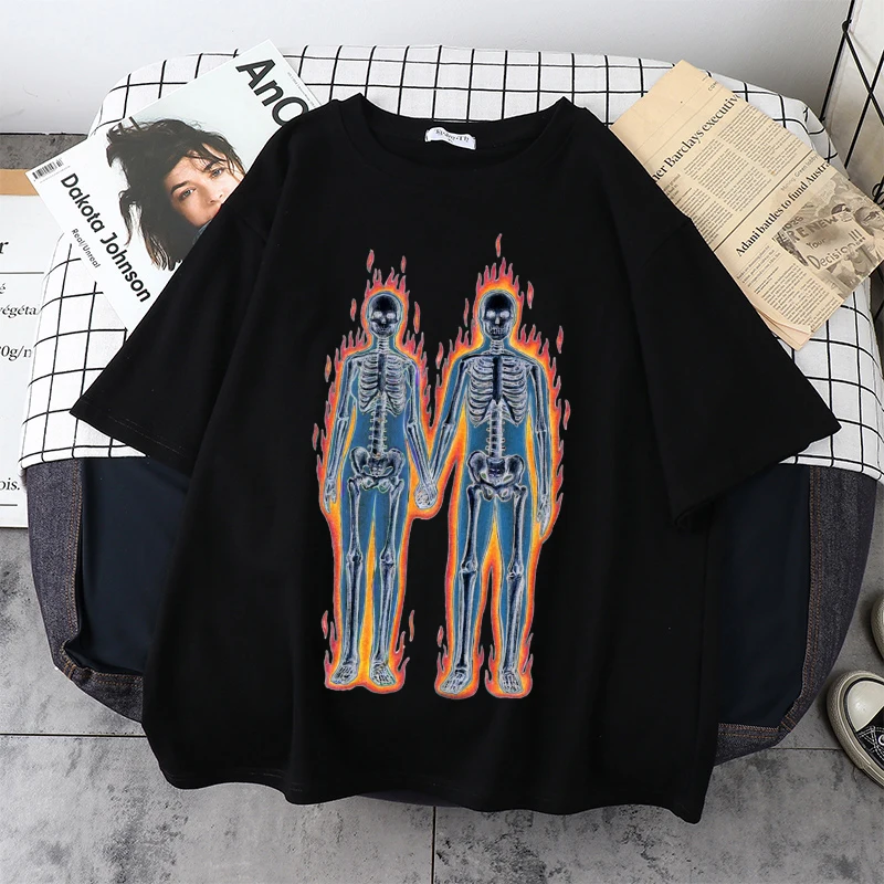 

T-shirt Women Harajuku Clothing Graphic Anime Oversized T Shirt Design Ghost Unisex Short Sleeve Summer Goth T-shirts Top Y2K