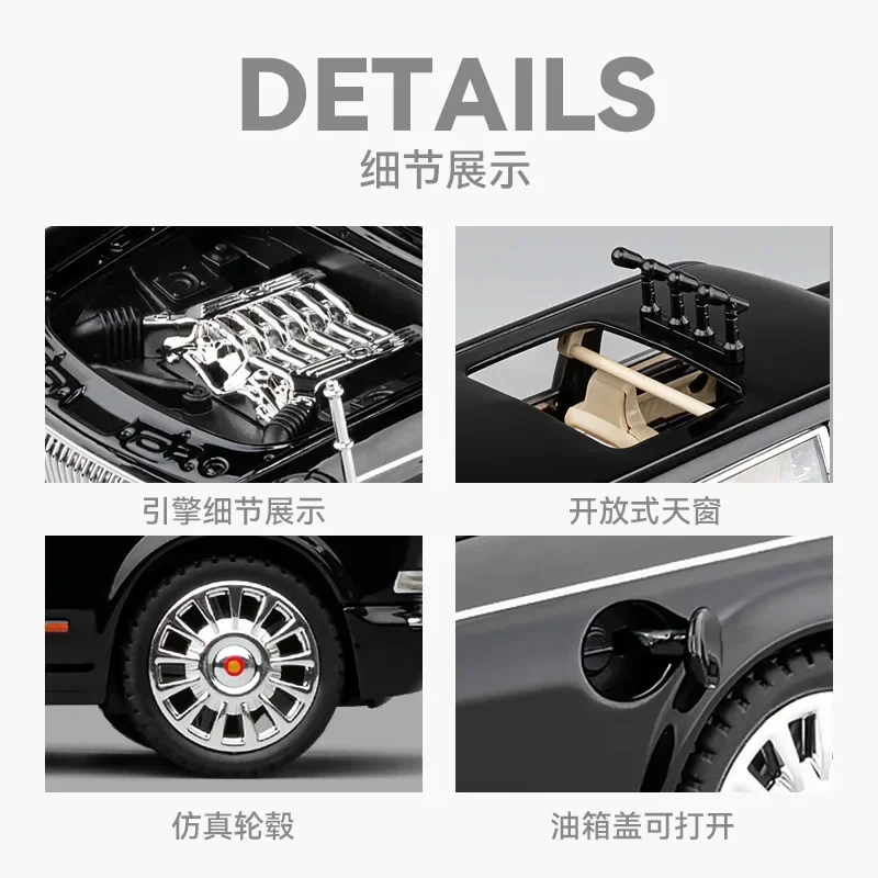 1:24 HONGQI L5 Military Parade Car ﻿Diecast Metal Alloy Model car Sound Light Pull Back Collection Kids Toy Gifts C384