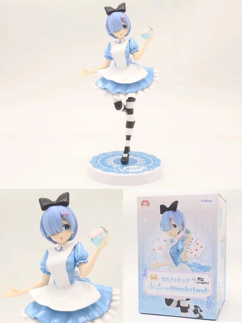 Rem Figurka Anime Re:Life In A Different World From Zero Figurka Super Special Series In Wonderland Blue Maid Outfit Model lalki