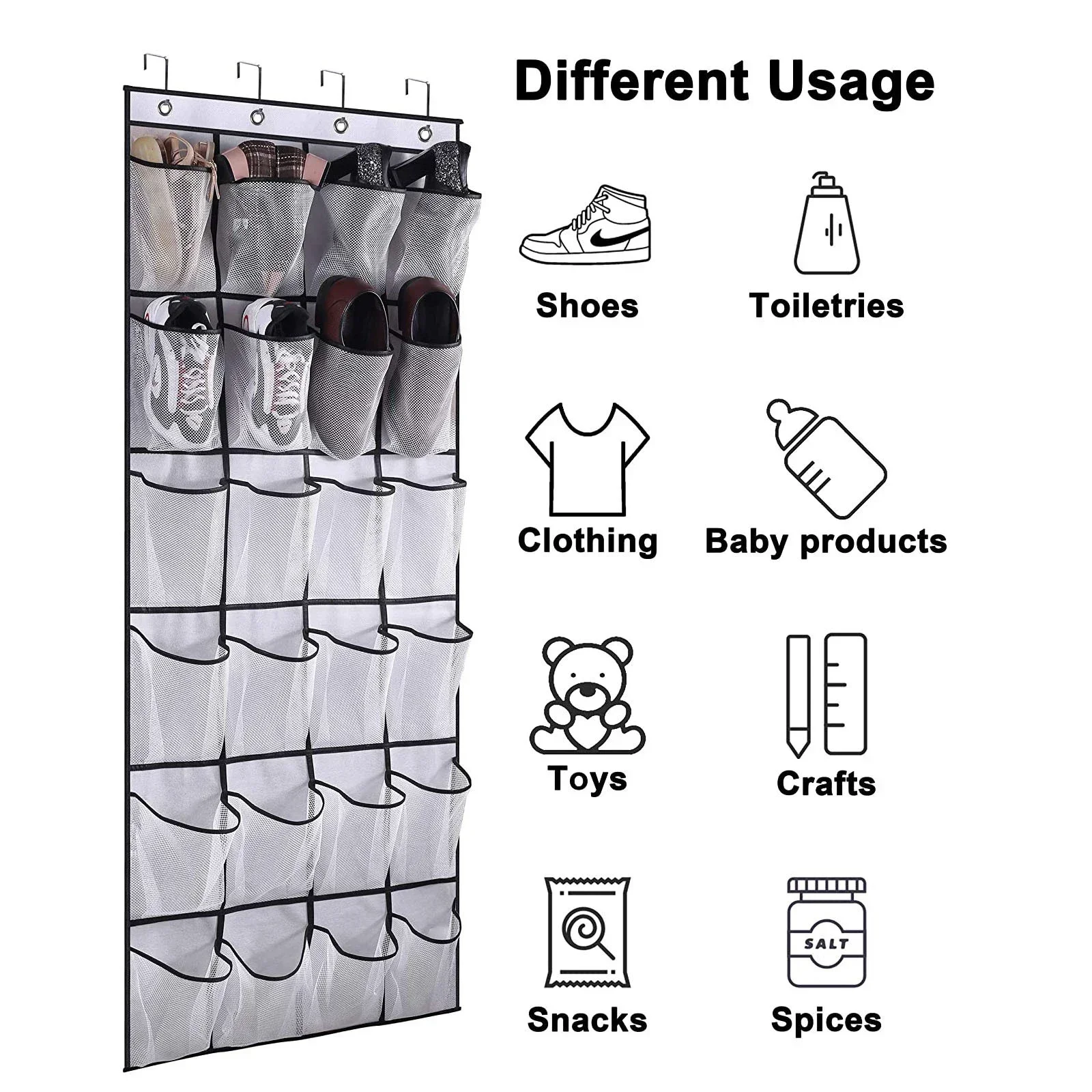 1 STÜCK über der Tür Schuhregal mit 24 großen Netztaschen Hängender Schuh-Organizer für Schrank Hängendes Schuhregal Halter Aufhänger