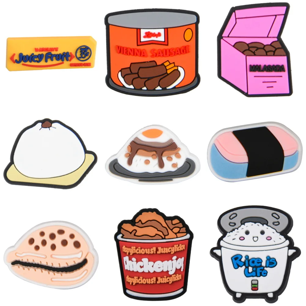 Hot Sale Food Snack Shoe Decoration Charms Sushi Shoe Charms Cake Rice Chocolate  Bracelet Accessories For Birthday Presents