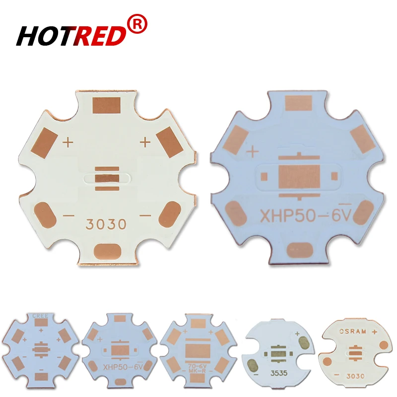 10PCS 20mm Copper PCB 3535 XPG2 XPE XPE2 XML2 XHP50 XHP70 MKR 5050 7070 6V12V LED XPE XTE 6V/12V led Heatsink 16mm Copper Board