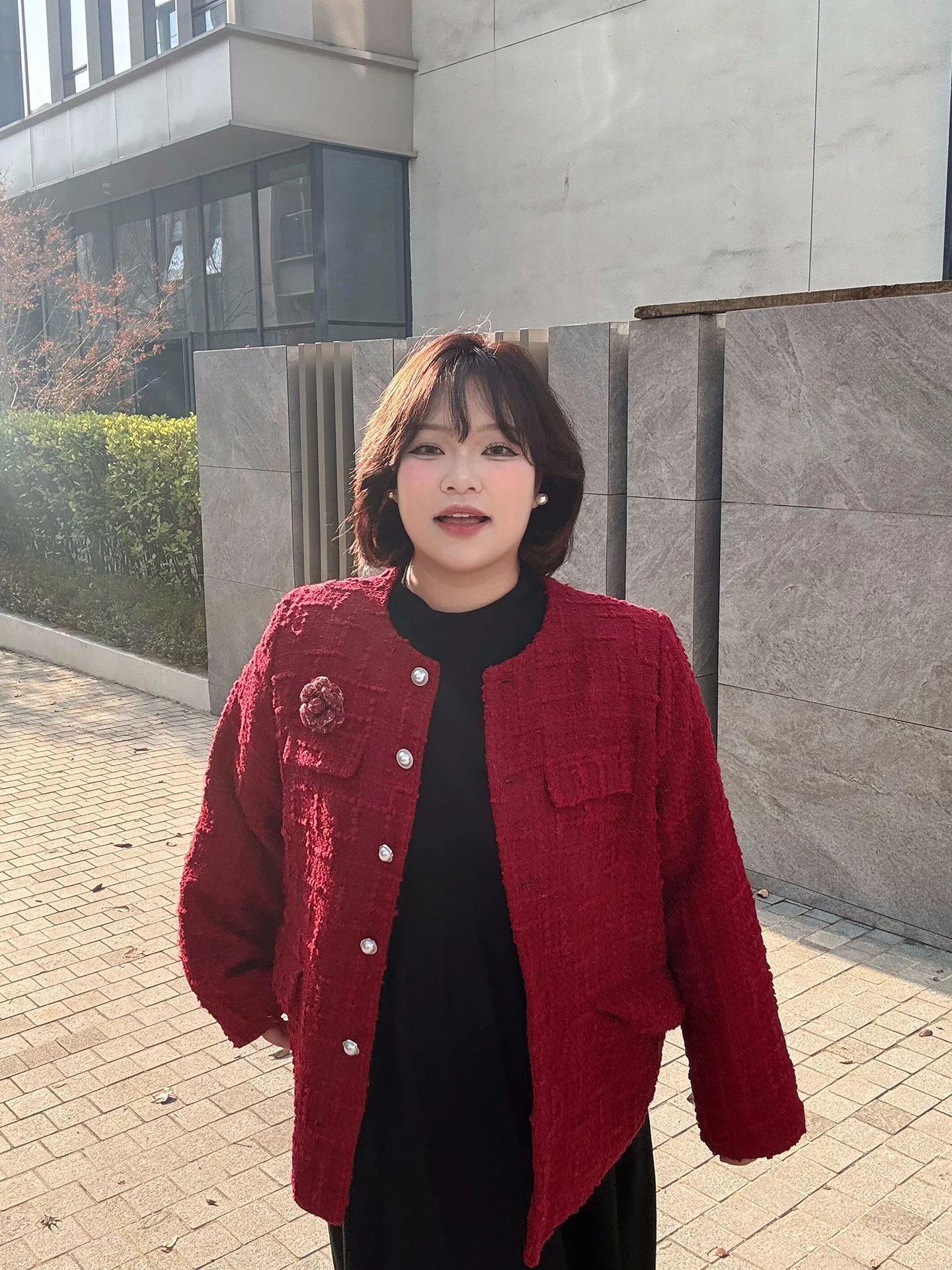 

Теплый шерстяной пиджак с брошью в виде цветка, зимняя верхняя одежда, длинные брюки для фигуры типа «песочные часы», «груша», «прямой силуэт»