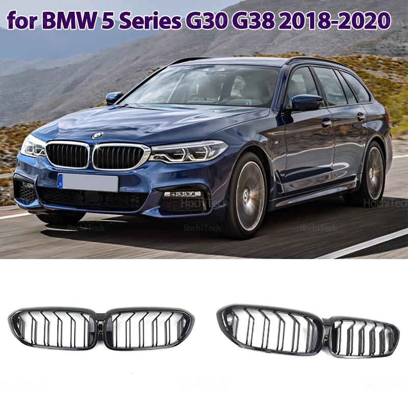 Front Bumper Grill For BMW 5 Series G30 G31 G38 525I 530I 540I 550I 2016-2019 ABS 2-Slat Gloss Black Front Kidney Grille