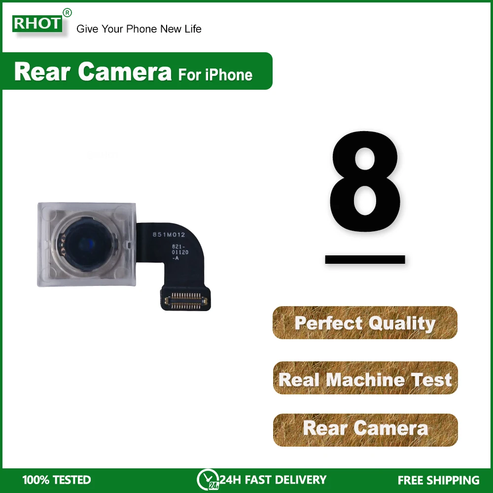 

100% Real Machine Test Rear Camera For iPhone 8 Back Camera Rear Main Lens Flex Cable Camera Replaceable For iphone 8 Camera