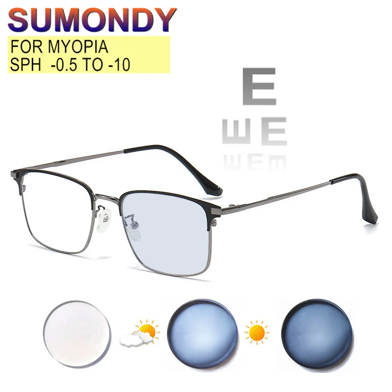 Prescription Custom Myopia Glasses -0.5 To -10 Men Women Upscale Nearsighted Spectacles Photochromic Or Blue Light Blocking UF98