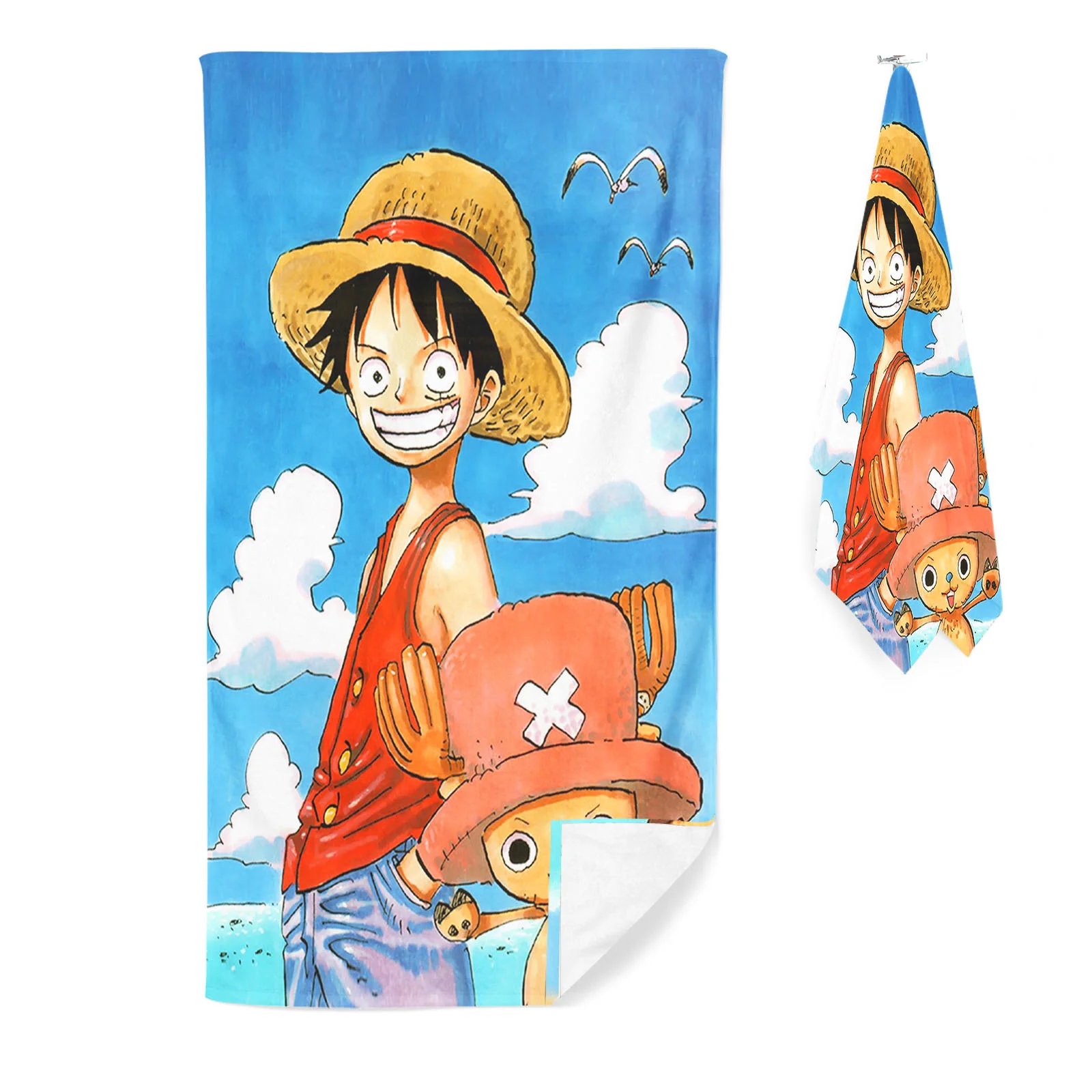 Animación de One Piece Sunny Ship, Luffy Fitness Running Sweat, toalla de playa práctica, Toalla de baño de natación, modelo de Anime