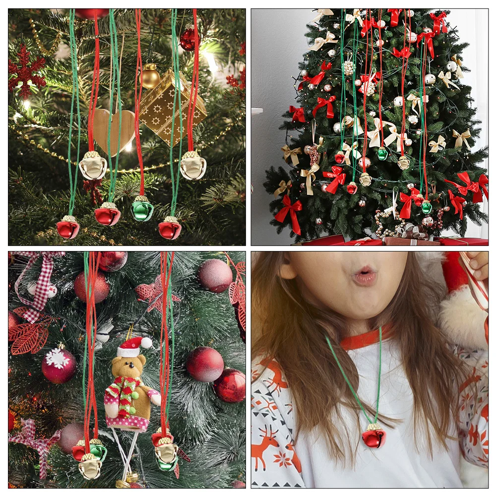 

36Pcs Christmas Bell Necklaces Lovely Xmas Pendant Decorations Holiday Party Props Tree Hanging Bells Kids Bell Necklace