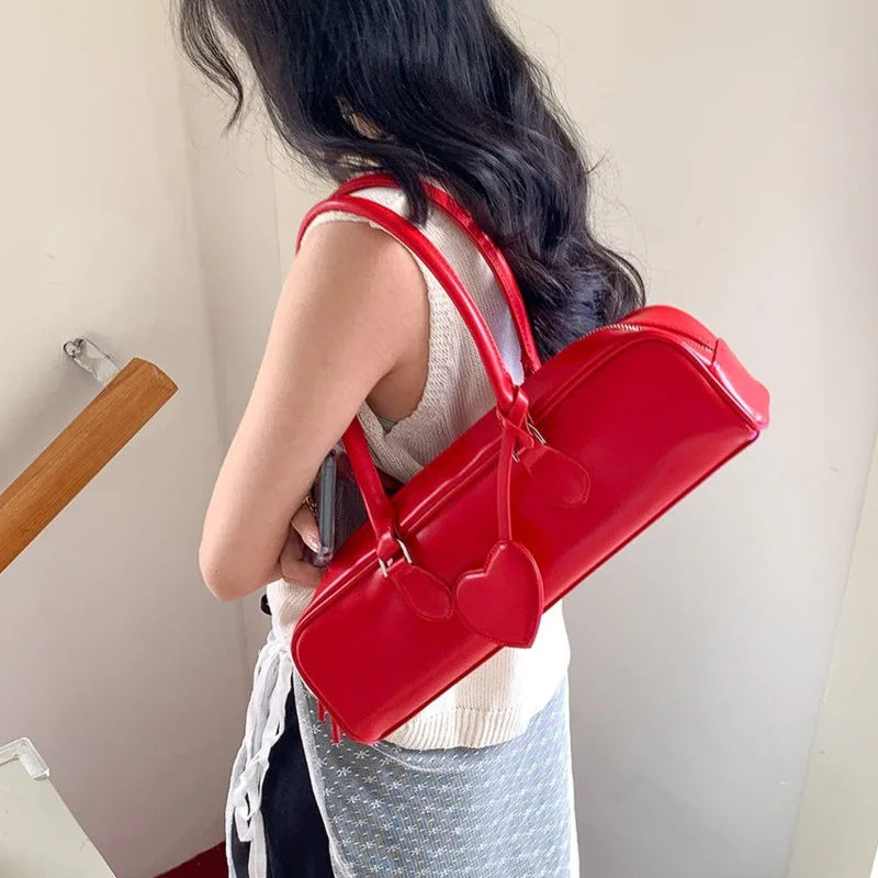 

Korean Style Heart Decorative Bags For Women 2024 Autumn New Shoulder Underarm Bag Fashion Handbag And Purse