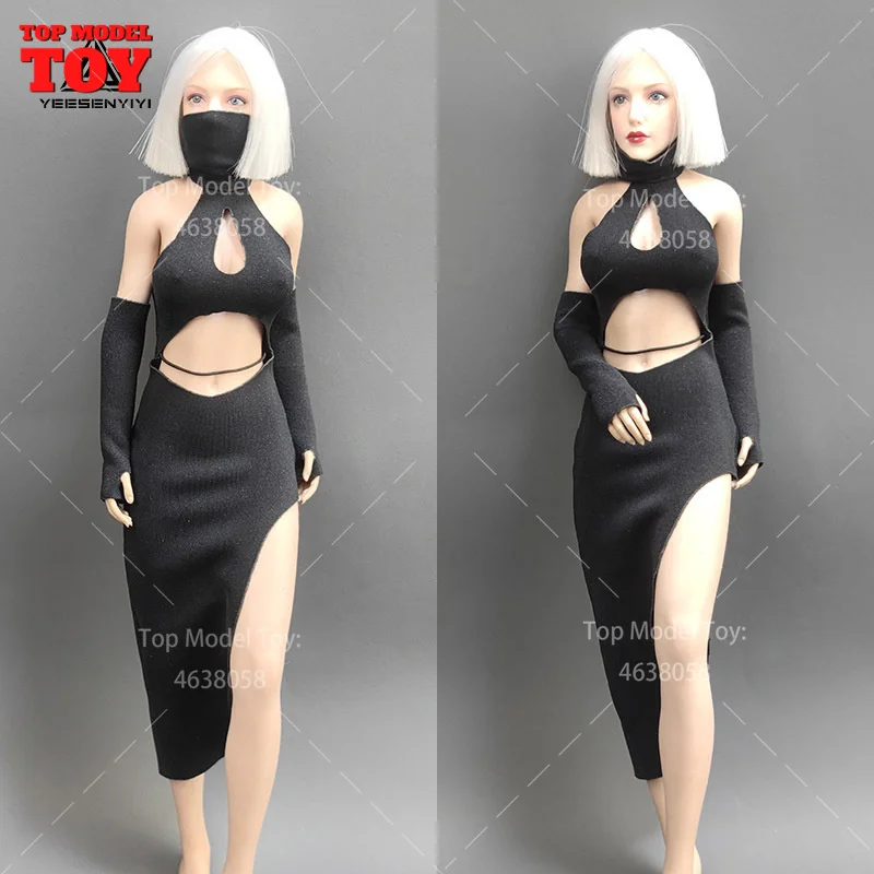 1/6 スケール黒スプリットチャイナロングスカート服モデルフィット 12 "TBL PH JIAOU 女性兵士アクションフィギュアボディ人形おもちゃ