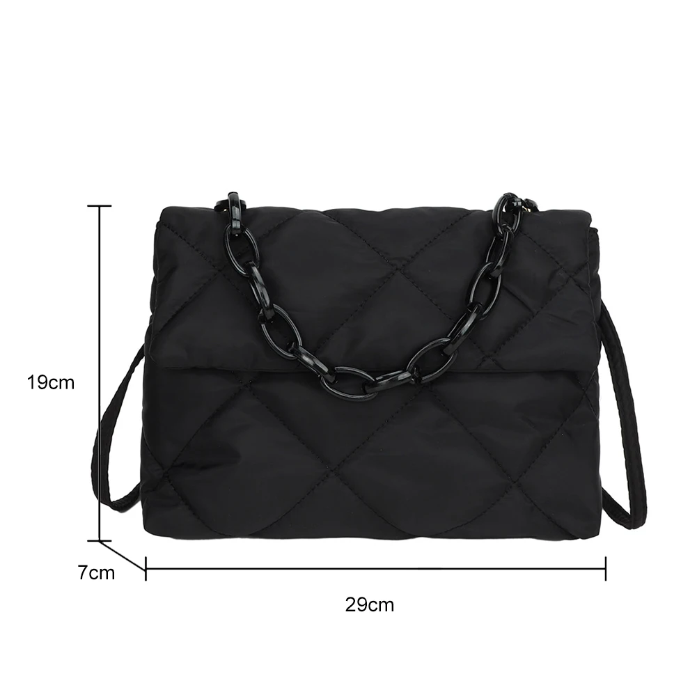 سعة كبيرة Crossbody ساحة حقائب سلسلة عادية المرأة تحت الإبط حقائب موضة مبطن كل مباراة الشتاء بسيط للفتيات التسوق