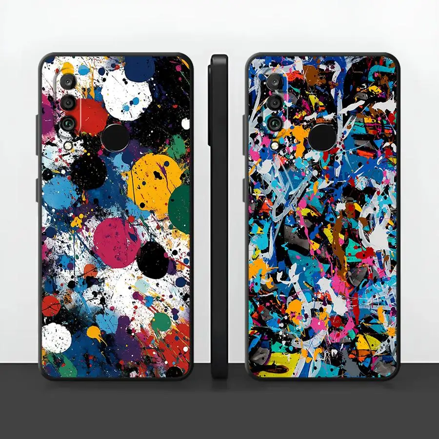 Funda para Huawei P Smart 2019 P30 P20 Pro P20 P40 Lite P20 Lite 2018 Funda para teléfono con diseño abstracto de salpicaduras de pintura