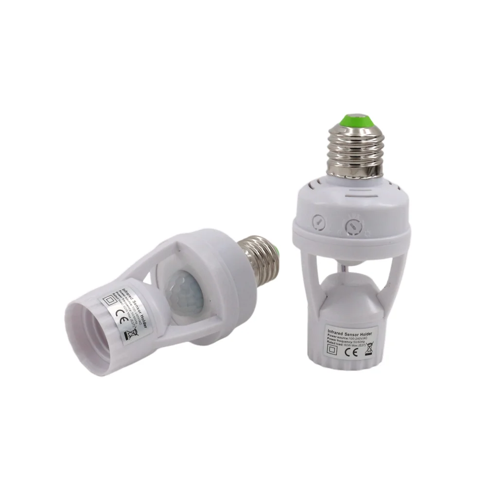 AC 100-240V Smart Infrared Sensor Lamp Holder E27 PIR Motion Sensor Light Socket LED Bulb Base