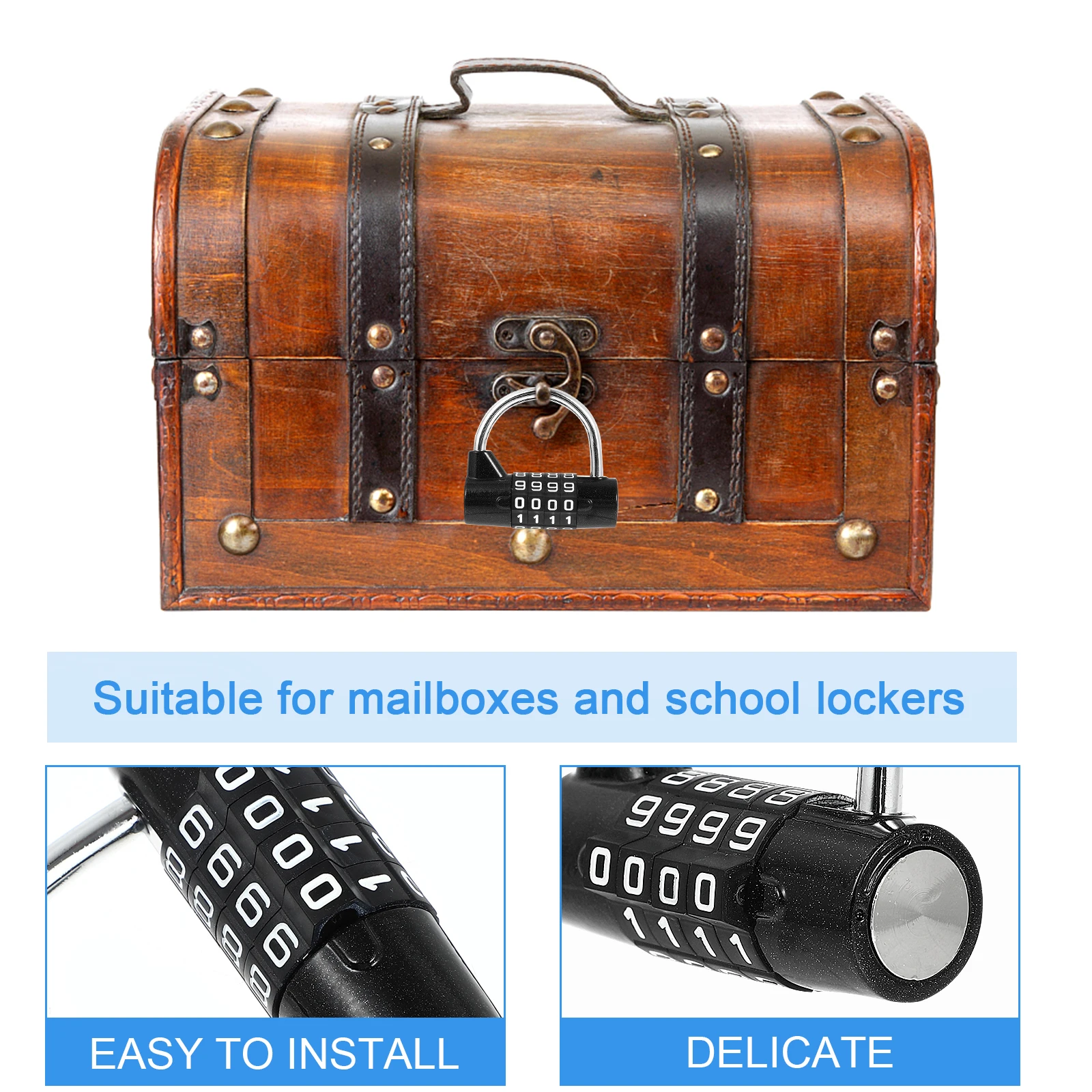 

4 Digit Combination Padlock Durable Zinc Alloy Safety Lock for Office Cabinets School Lockers 4 Digit Combination Lock