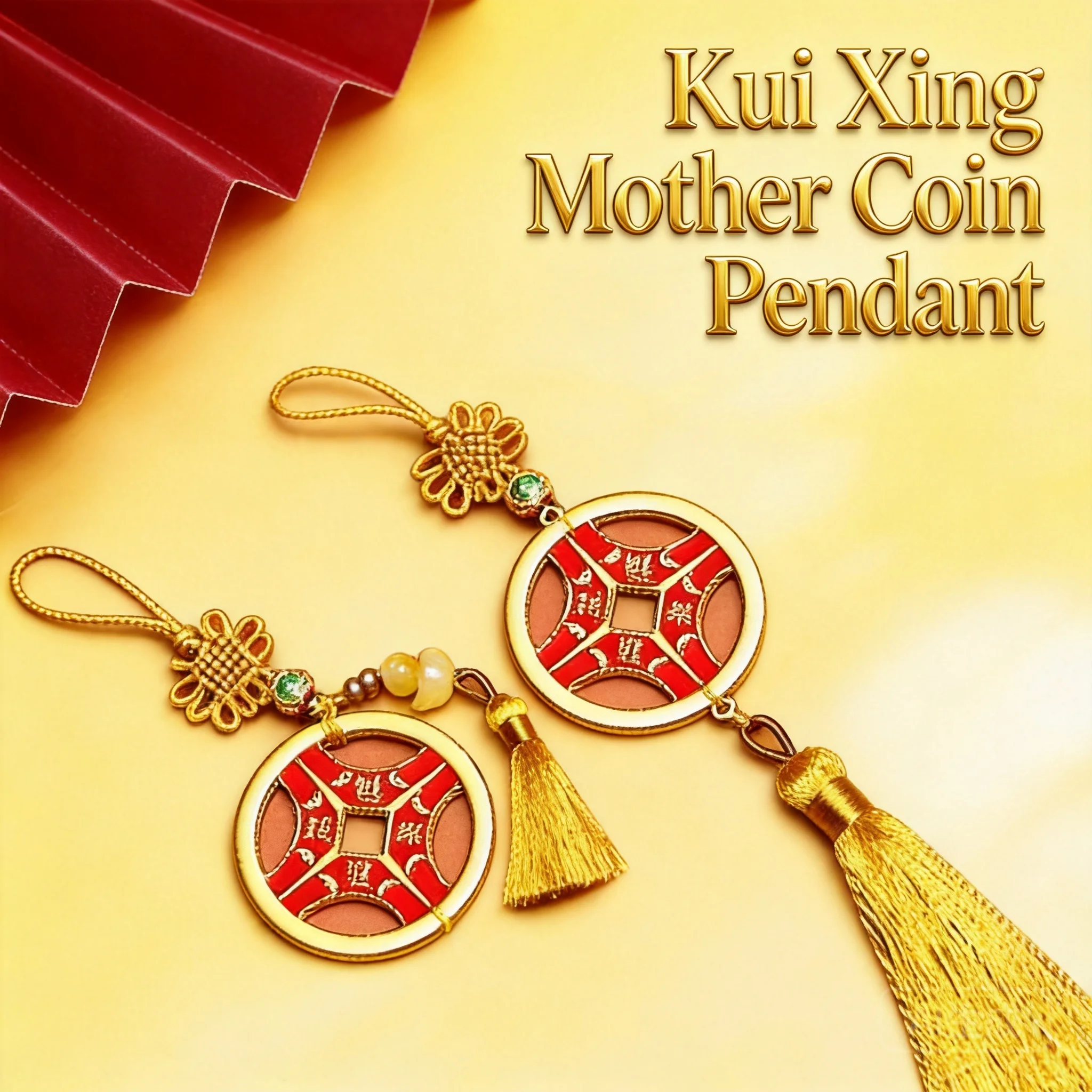

2026 Chinese Style Kui Xing Mother Coin Hanging Ornament With Tassel For Car Mirror Student Bag Study Blessing Decor Gift Box