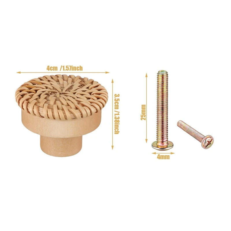 ABMR-Wooden Handles Beech Rattan Drawer Knobs Wardrobe Furniture Handle Cupboard Door Handle Dresser Pulls Furniture Hardware