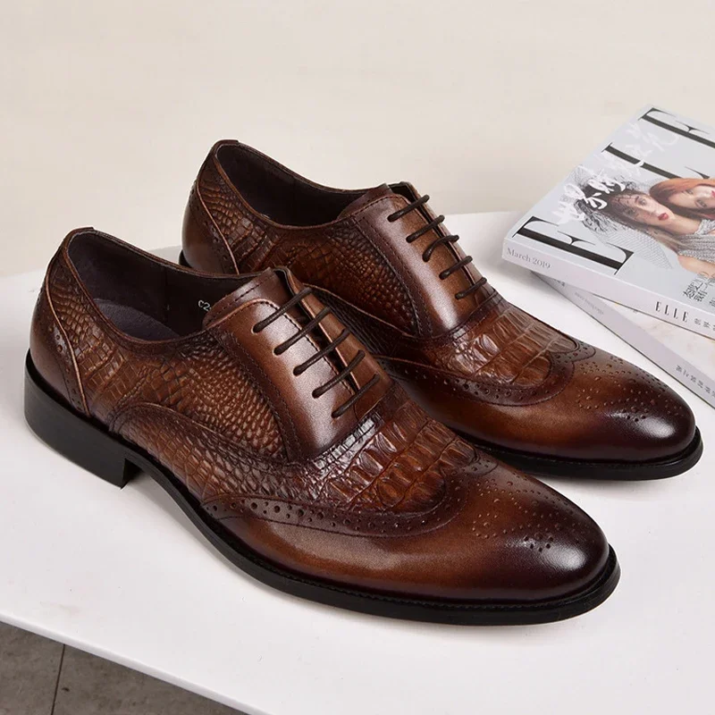 Calzado Oxford de calidad para Hombre, Zapatos formales, Retro, informales, de cuero, para banquete, fiesta, vestido