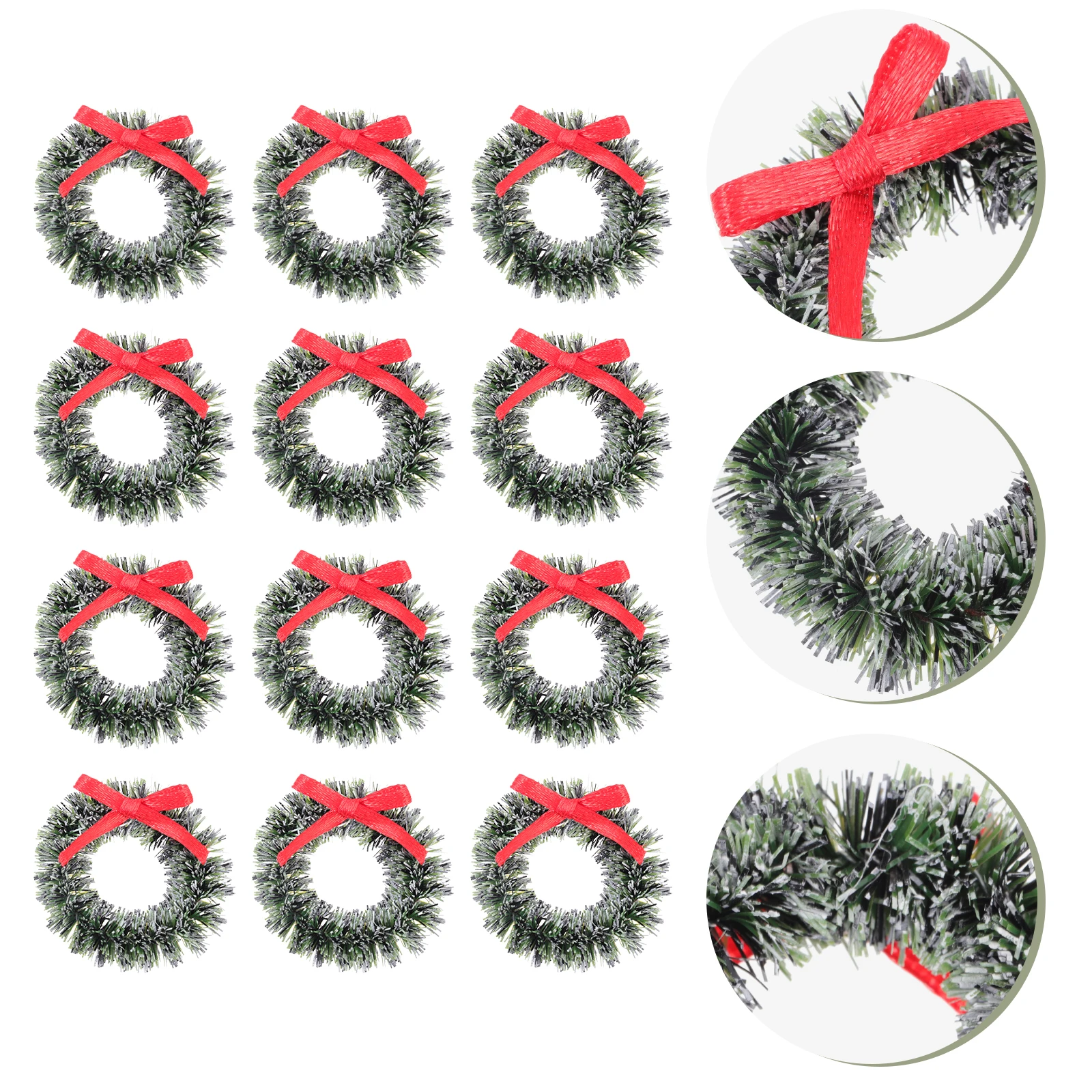 

24Pcs Mini Christmas Wreath with Bow Small Artificial Garland Wreaths for Indoor Home Decor Holiday Craft Supplies Tabletop Door