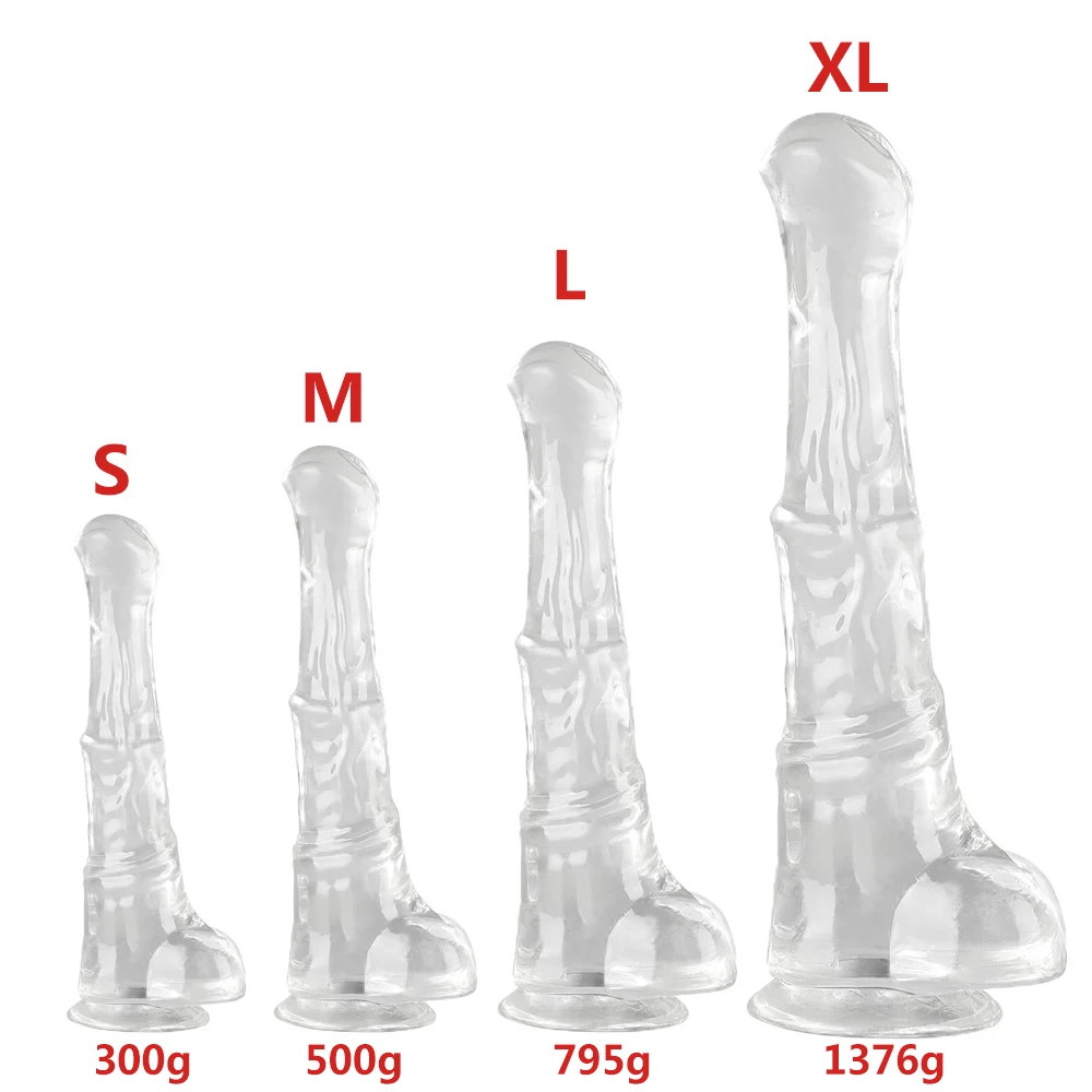 Horse Animal Simulation Dildo Strong Suction Cup Transparent Anal Plug Big Stallion Donkey Penis Huge Vestibule Fisting Expander