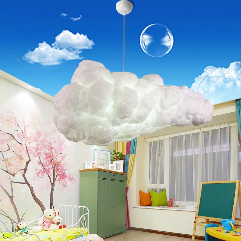 Modern White Floating Cloud Pendant Lights Cloud Chandeliers Dining Room Hanging Lamps Creative Internet Celebrity Cloud Lights