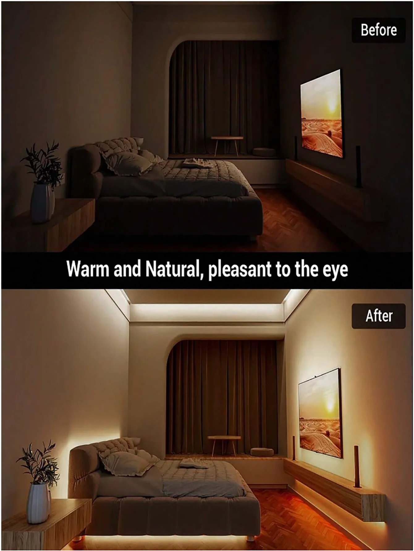 USB LED Strip Lights, DC 5V 2835 White Warm White Tira LED Strip Light TV Background Lighting Tape Home Decor Lamp