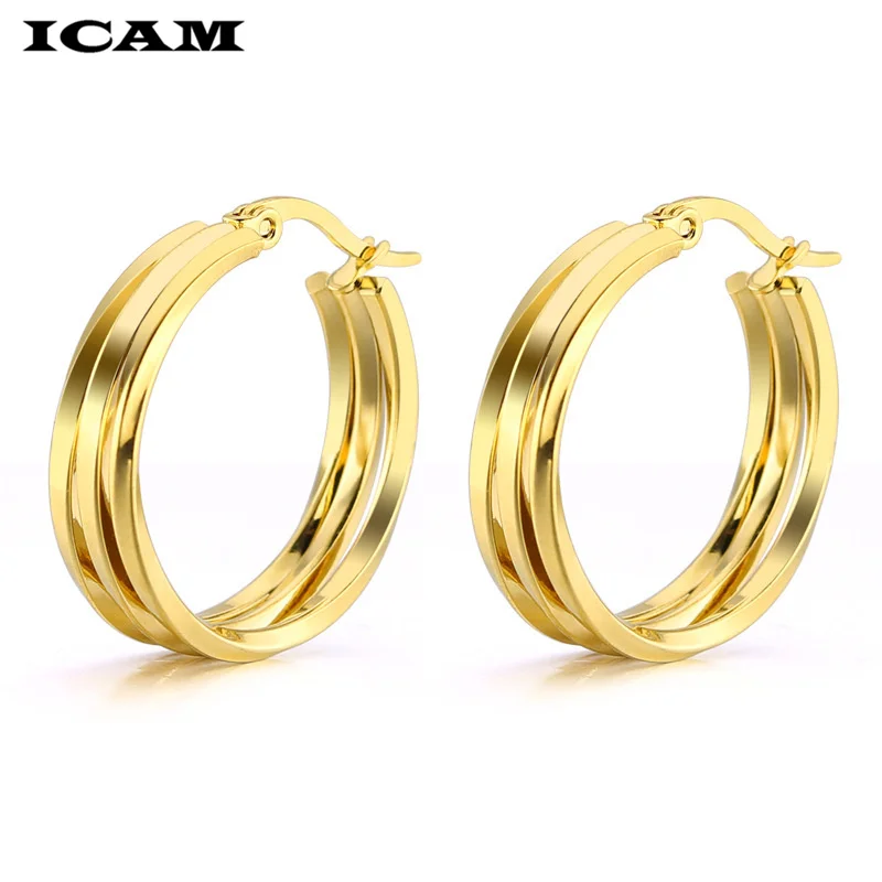 ICAM Brand Metal Elegant Hoop Earring Woman 2019 New Vintage Gold Color Cheap korean Statement Earrings Accessories brincos