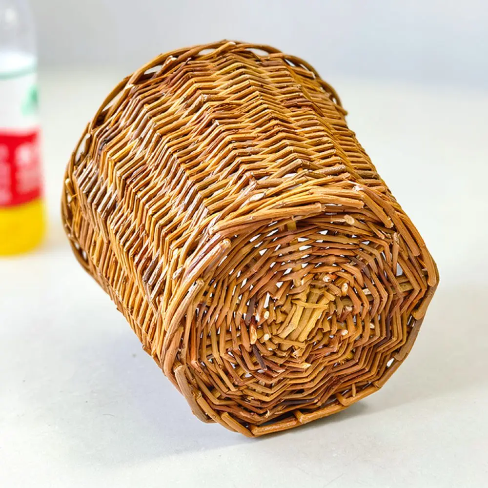 Handmade Wicker Flower Pot Natural Rattan Basket Decorative Succulent Planter Breathable Organizer For Garden Balcony