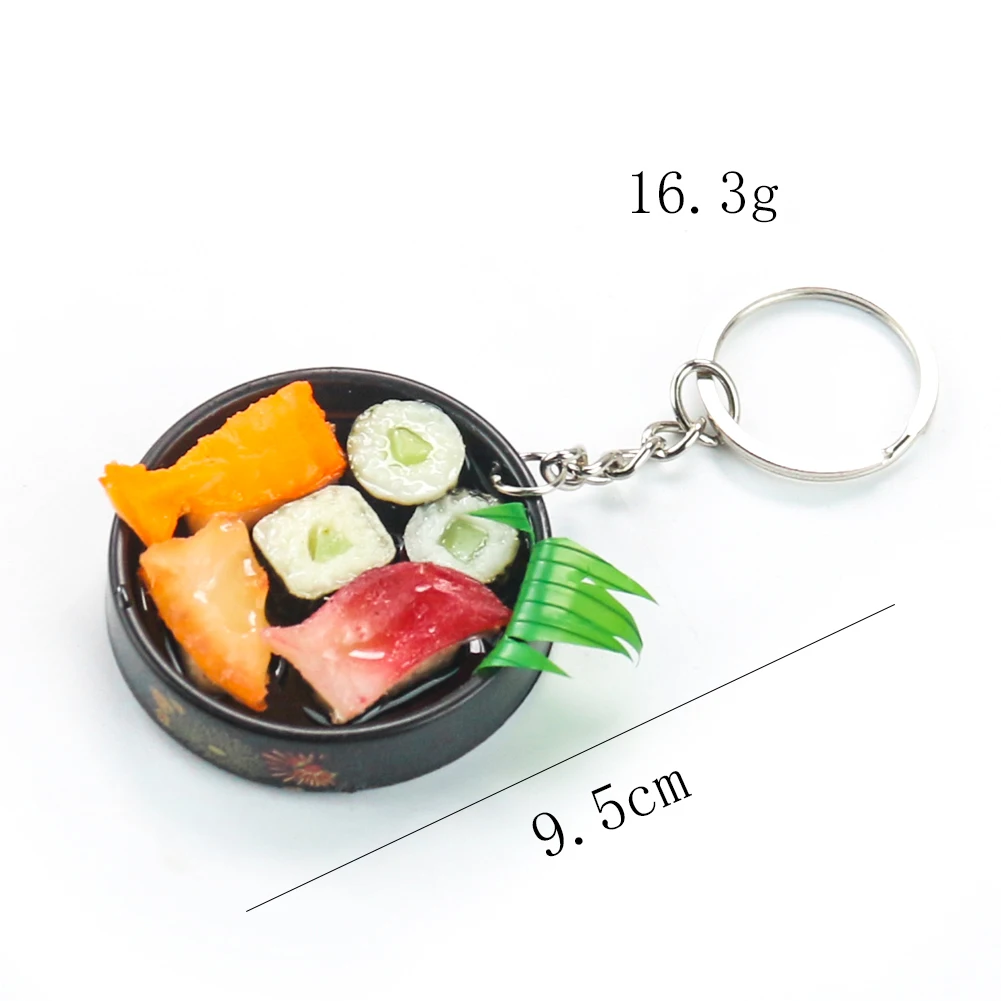 Simulation Food Keychain Pendant Funny Gift Sushi Seafood  Tempura Lunch Box Sashimi Toys Party Couple Car Bag Key Rings