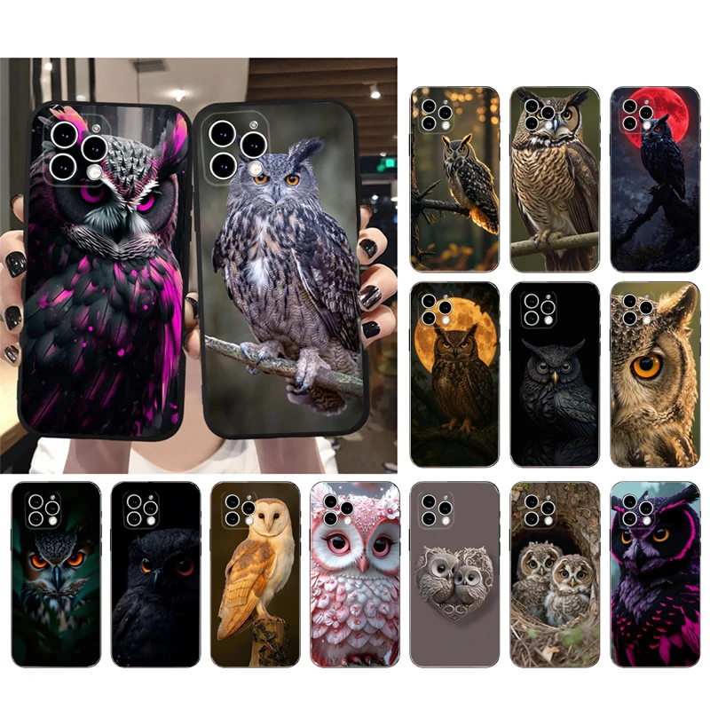 

Phone Case Carcasa Funda For iPhone 17 Pro Max 17 Air 16 15 14 13 Pro Max 15 16 Pro 15Plus Owls Animal