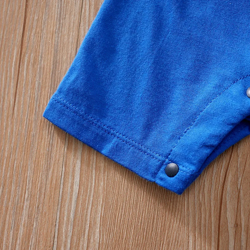 0-18M Newborn Baby Rompers blue Cosplay Costume Infant One-pieces Summer short sleeve Cotton round collar comfortable Clothes