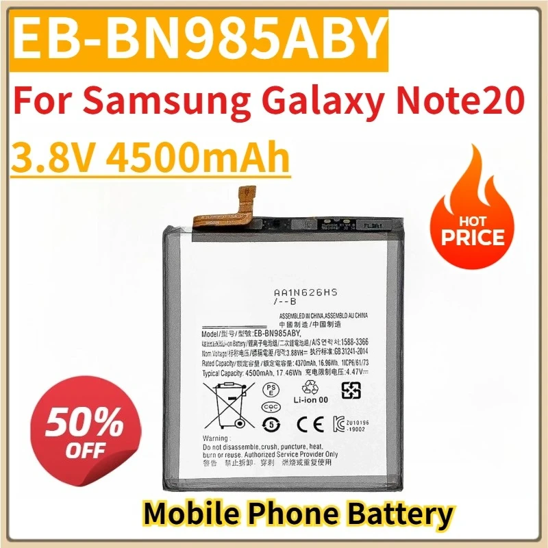 

Новый сменный аккумулятор для мобильного телефона 3,8 В 4500 мАч EB-BN985ABY для Samsung Galaxy Note20