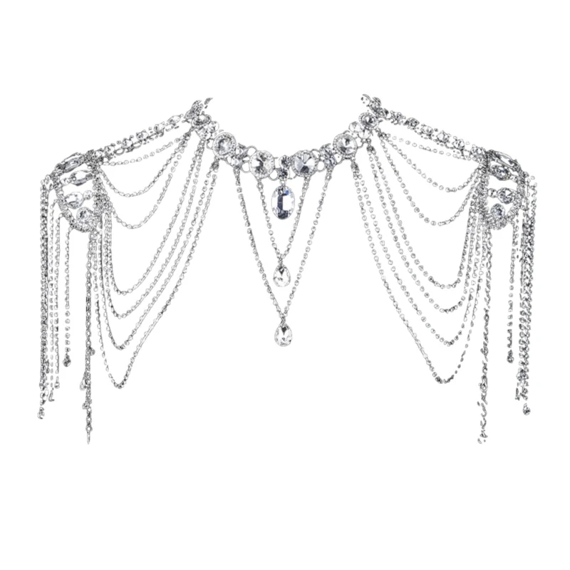 Elegant Styles Crystal Tassels Shoulder Chain Alloy Body Jewelry for Parties