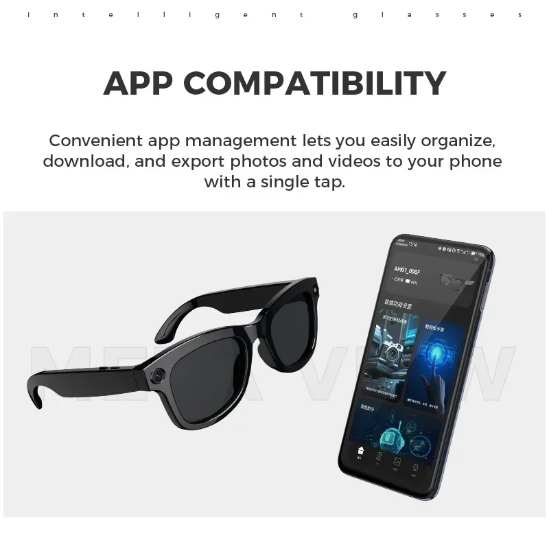 New AI Smart Professional-Grade Camera Glasses AI Voice 8MP HD Video Surround-Sound Music Bluetooth Call Wifi Smart Glasses