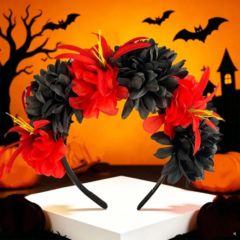 Bright Artificial Marigold Flower Headband Faux Vivid Festive Costume Headwear Photo Prop Festival
