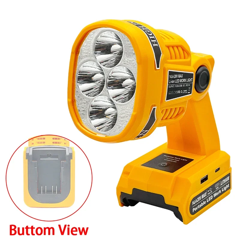 

Outdoor Lighting Emergency Lamp Portable Foldable Flashlight LED Night Work Spotlight Torch for DeWalt 20V Li-ion Battery DCB200