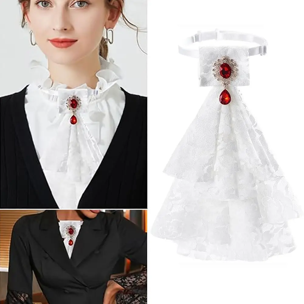 Accesorios para Mujer, Cuello Jabot de Encaje Estilo Vintage, Cuello Jabot con Volantes Desmontable, Cuello Renacentista para Fiestas de Disfraces