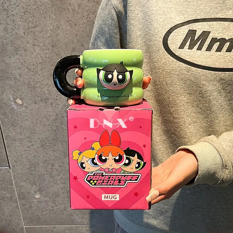 The Powerpuff Girls anime cartoon girls cute fashion portable ceramic water cup home milk cup coffee mug creative surprise gift