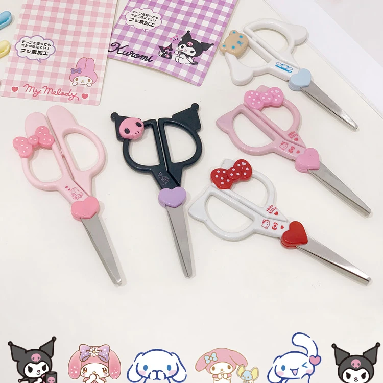 Sanrio Kuromi Mymelody KT kawaii Anime Cartoon Stainless Steel multi-functional office kids Art Hand Paper-cut Scissors Gifts