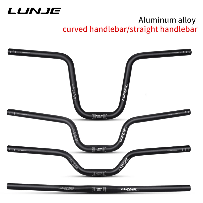 LUNJE Bicycle Handlebar 25.4mm*600 Aluminum Alloy Mountain Bike Swallow Handlebar 0-190mm High Rise Mtb Handlebar Parts