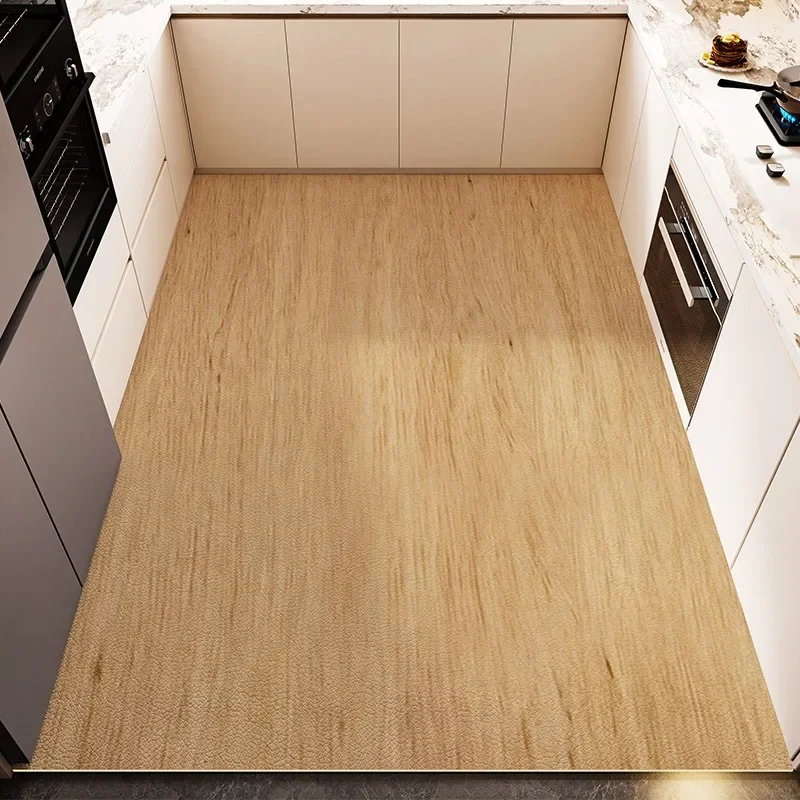 Wooden Board Kitchen Floor Mat Oil-proof Waterproof Easy-care PVC  Home Washable Soft Carpet Simple Balcony Rug Ковер Tapis 러그