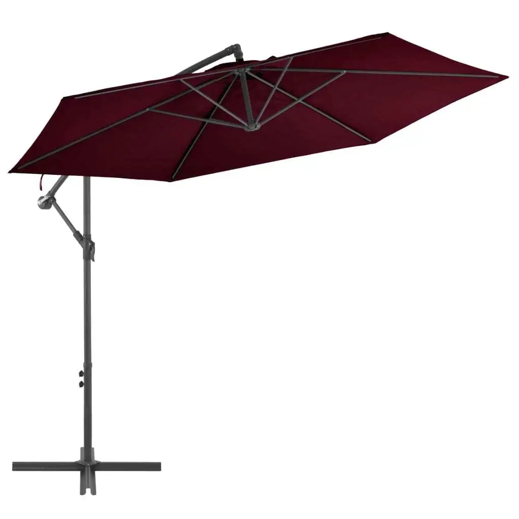 118.1 Cantilever Garden Umbrella with Aluminum Pole - Bordeaux Red Shade Outdoor Patio Canopy