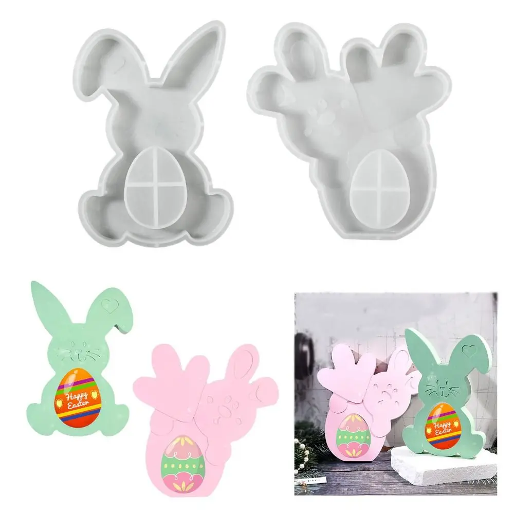 Easy To Use Creative Easter Bunny Ornament Rabbit Shape 3D Rabbit Silicone Mold Flexible Hollow Cute Bunny Mold Home Decor