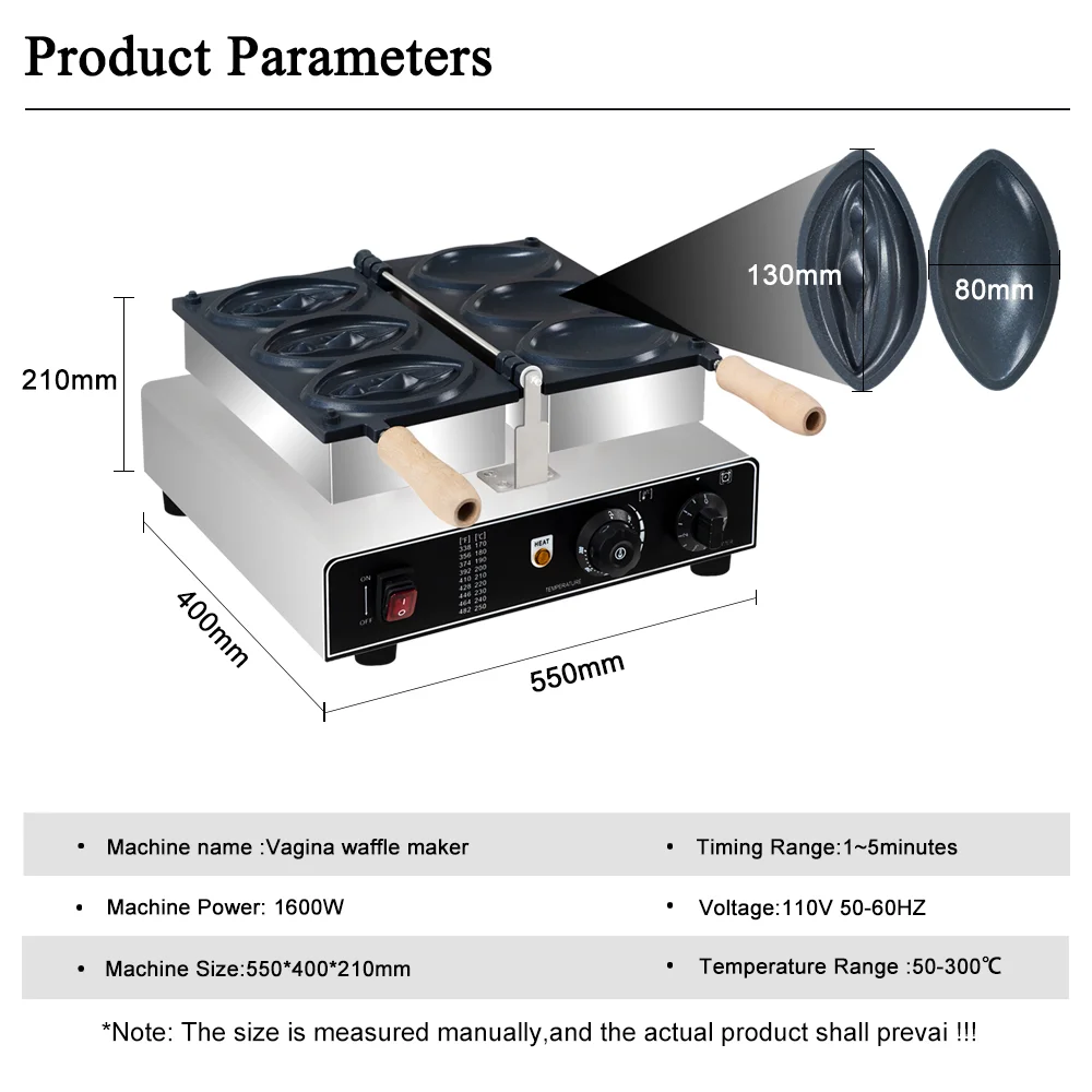 220VCommercial Snack Food Baker 3 Pcs Women Pussy Waffle Maker stainless steel waffle machine view 2